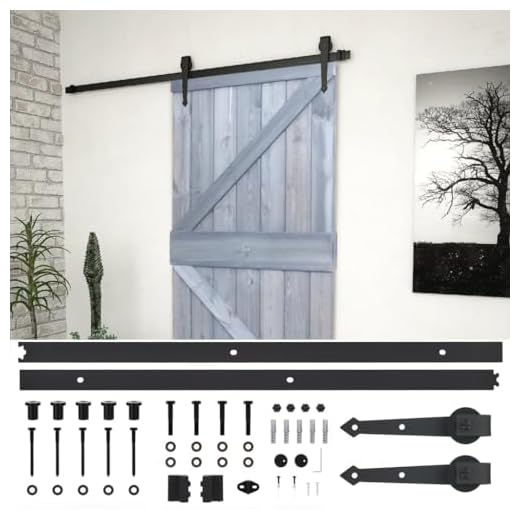 vidaXL Skjutdörr med beslag 100x210 cm massiv furu grå