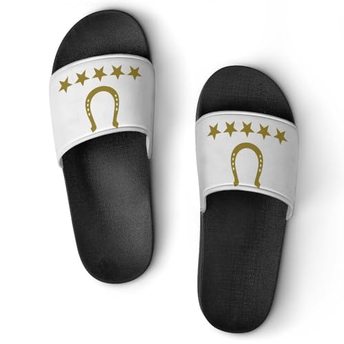 Horseshoe with Stars PVC Slippers Sandals for Women Men Open Toe Soft Cushioned Non-Slip Sandal for Indoor Outdoor