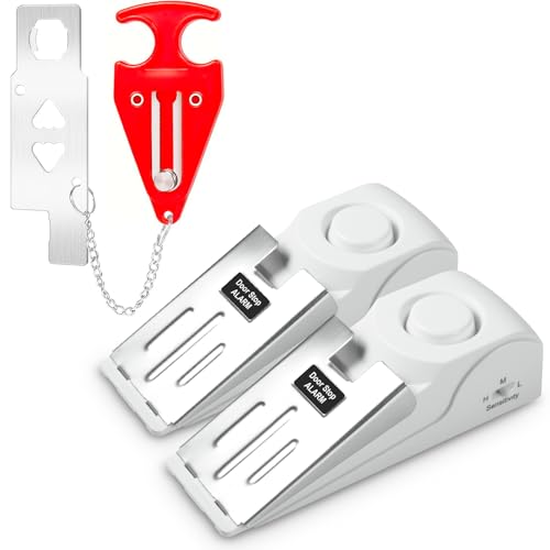 Portable-Door-Stop-Alarm-and-Traveling-Hotel-Door-Lock-No-Installation-Required-Provides-Double-Security-for-Home-Hotel-and-Traveling-1-Door-Lock-2-Door-Stop Portable Door Stop Alarm and Traveling Hotel Door Lock, No Installation Required, Provides Double Security for Home, Hotel and Traveling (1 Door Lock + 2 Door Stop) - Image 1