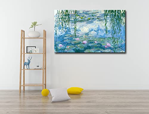 Large Water Lilies By Claude Monet Canvas Wall Art Famous Painting - Classic Canvas Art Wall Decor Picture Print With Framed For Home Office Wall Decor-24" X36" #TOP2