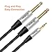 DTech 3ft 3.5mm to 1/4 Adapter Audio Stereo Cable TRS 1/8 to Dual Quarter Inch TS 6.35mm Y Splitter Guitar AMP Aux Cord for Headphones Jack Laptop Speaker Phone Mixer