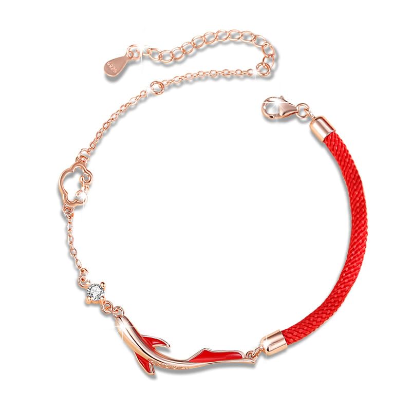 Bracelet porte-bonheur carpe koï en argent 925 vintage femme