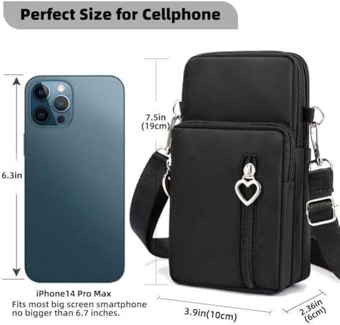 JANKS Small Crossbody Bags for Women Mini Cell Phone Purses with Crossbody Strap Phone Wallet Purses Shoulder Bag Nylon Arm Bag - 3