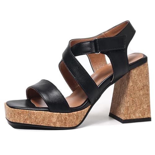 Sandals talon bloc confortables contre le mal de pieds, chaussures plateforme bout ouvert 34-41