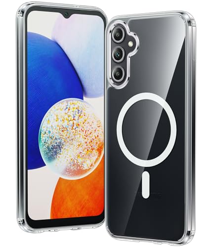 Image of FNTCASE for Galaxy A14-5G Phone Case: Clear Magnetic Military Grade Drop Protection Anti Yellowing for Samsung Galaxy A14-5G Cases - Rugged Shockproof Protective Bumper Transparent Cover(Clear)