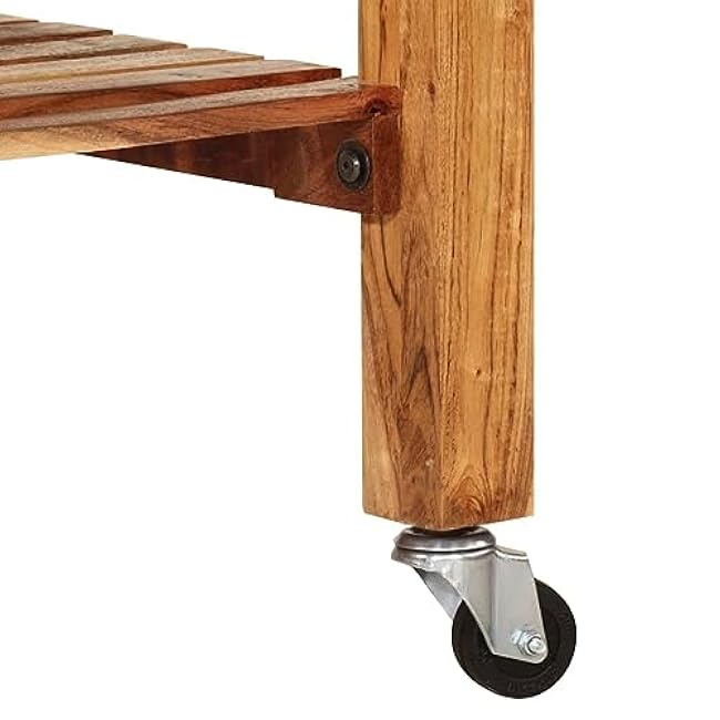vidaXL Solid Acacia Wood Kitchen Trolley with Drawer, Lower Shelf and Towel Rack - Mobile Storage Solution for Your Kitchen-NzbnoNhh