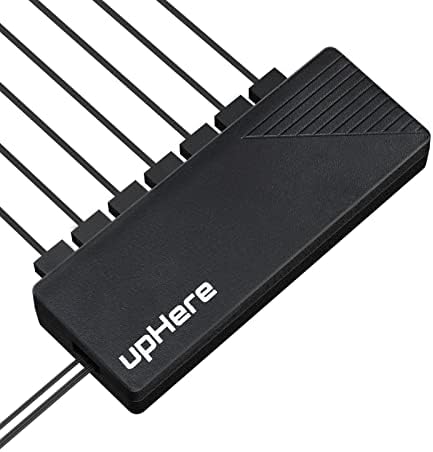 upHere 7-Port 4PIN SATA PWM Fan Hub/Splitter for CPU Cooler Case Cooling Fan 4-Pin & 3-Pin fans Cooling(1-to-7 PWM HUB),FH07