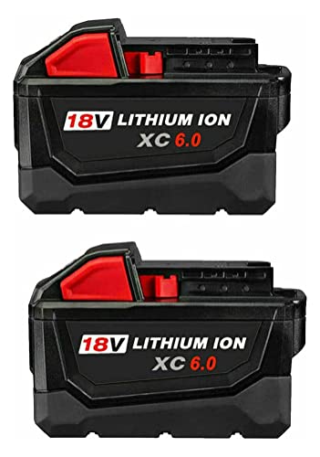 2-pack 6,0 Ah 18 V batteri sladdlösa elverktyg batteri för Milwaukee Milwaukee XC litium M18 (passar alla M18 elverktyg)