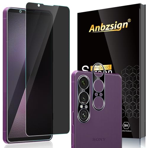 Anbzsign 2 Pack for Sony Xperia 1 VII (2025) Privacy Screen Protector Full Coveray + 2 Pack Camera Lens Protector, Anti-Spy 9H Hardness Touch Sensitive Case Friendly
