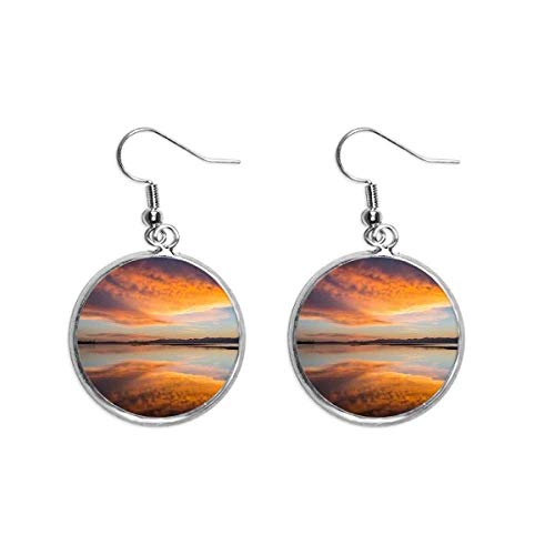 Pendientes colgantes de plata con diseño de nube, diseño de amanecer, océano, cielo y nube, joyería para mujer