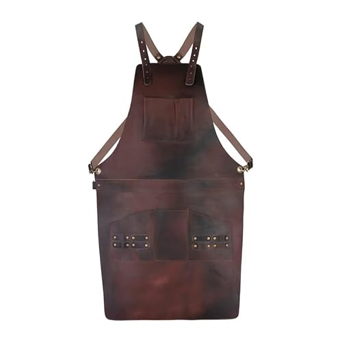 Full Grain Leather Apron Butcher DIY BBQ Cooking Blacksmith Barber woodwork apron ((Dark Brown)