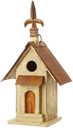 Glitzhome 13.11" H Wooden Bird House Hanging Church Birdhouse for Outside