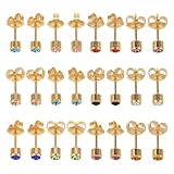 Baluue 12pares Pendientes de Gemas de Imitación Pendientes Planos de Botón para Mujer Joyas Sencillos Orejas Obsequio para Damas