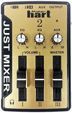 JUST MIXER 2 : USB Audio Mixer - Compact USB Powered Stereo Desktop Mixer w/ 3 In / 2 Out (3.5mm) plus USB Audio Output