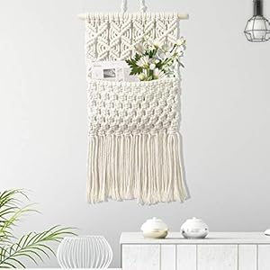 Macrame Wall Hanging Tapestry,Wall Decor Chic Handmade Cotton,Woven Bohemian Home Decoration,Magazine Storage Organizer…