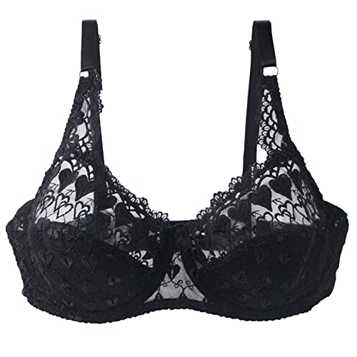Soutien-gorge sexy en dentelle grande taille vin rouge 34DD pour femme