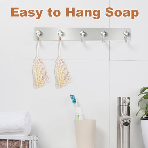 AYSYR 14 Stück Seifensäckchen,mit 7 Seifenschaumnetz Peeling-Modell und 7 Seifenbeutel 100% Baumwolle,Badezubehör für Feste Seife,Travel Soap Bag Leicht Wiederverwendbar Geschenk für den Muttertag