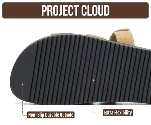 Image of Project Cloud 100% Genuine Leather Sandals for Women Footwear - Stylish Womens Sandals with Plush & Soft Insole - Non-Slip and Water-Resistant Beach Sandals Slides for Women (Mayvy)