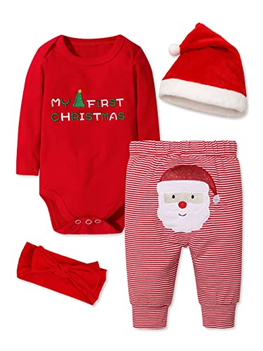 Image of Abbence Baby Girl Boy Christmas Outfit My 1st Christmas Baby Boy Infant New Year 4 Pcs Set