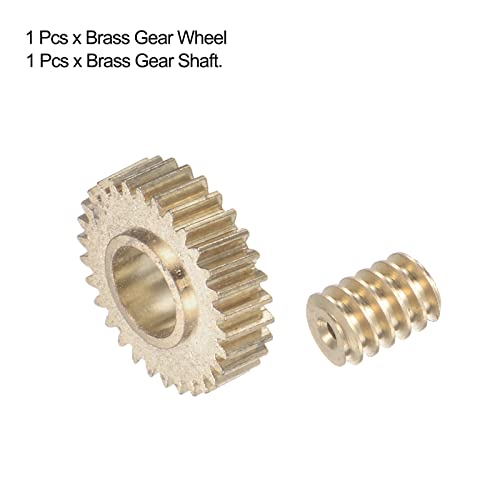 Harfington Worm Gear Set Wheel Shaft Brass 0.3 Modulus 30:1 Reduction Rate 5.6Mm Shaft Height Right Rotate Drive Gear Box Wheel Shaft Kits For Small Motor #TOP3