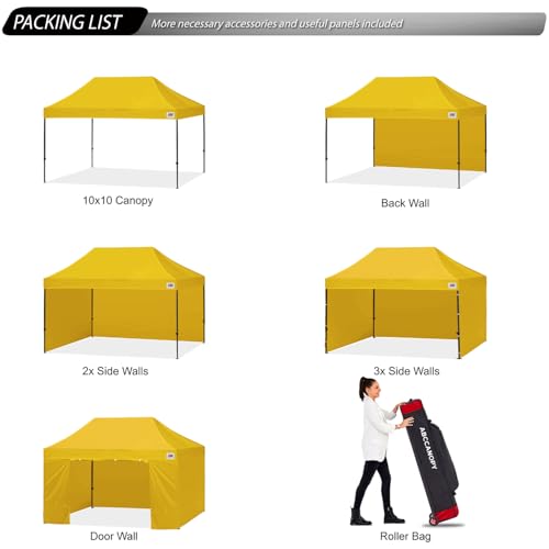 Image of ABCCANOPY Heavy Duty Easy Pop up Canopy Tent with Sidewalls 10x15, Gold