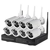 Prodotto di qualità OISE ART STORE Trade Shop - Kit Videosorveglianza Ip Wireless Nvr 8 Canali 8 Telecamere Ip Full HD WiFi