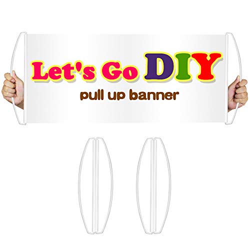 QSUM Blank Vinyl Banner,DIY Custom Sign 2 Pack, Automatic Contraction Reusable Handheld Portable Rolling Itself Up Sporting Activities Supplies