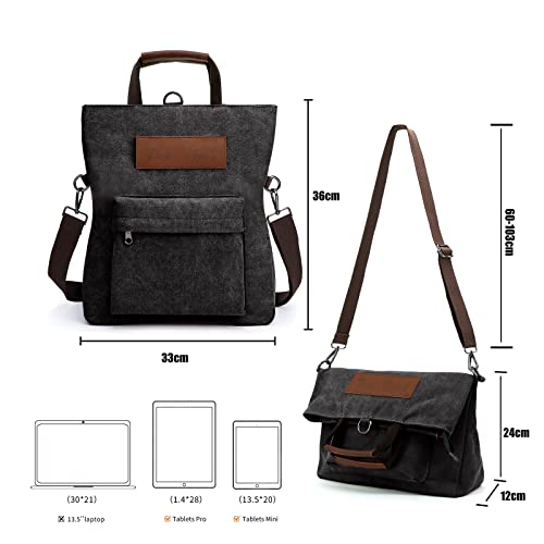 TANTOMI Handtasche Rucksack Damen 2 in 1, Canvas Rucksacktasche Groß Handtasche Damen, Mehrzweck Damen Rucksack für Arbeit, Büro, Einkaufen, Shopper Reisen im Freien.