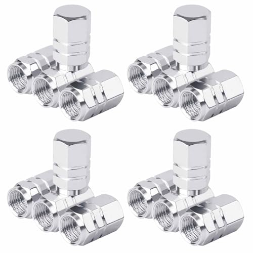 Dust Caps For Car Tyres, 16 Pieces Aluminum Alloy Tyre Valve Dust Caps, Easy-grip Hexagon Car Tire Valve Stem Caps Valve Covers Replacement With For Cars Bike Motorcycle,Silver