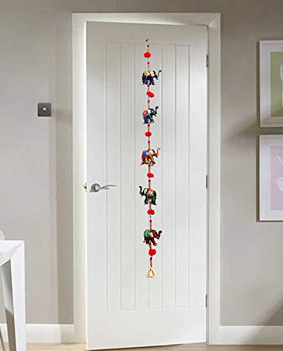 Porte à suspendre cinq éléphants de style indien avec perles décoratives - 6