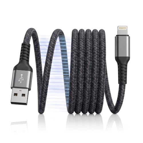 Image of USB-A to I Cable, 27W MFi Certified Fast Charging Cable, Nylon Braided 1.2M, 480Mbps Data Sync, Grey, Compatible with lPhone 14 /13 /12 /11 /X /XS /XR /8 Plus, lPad Mini /Air /Pro(Free Cable Protectors)