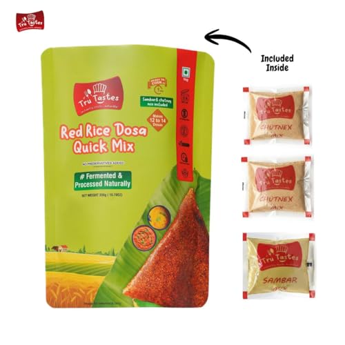Image of Tru tastes Dosa Quick Mix - Breakfast Mix | Quick Breakfast | Instant Ready to Cook Mix | Ready-To-Make South Indian Breakfast (Red Rice Dosa)