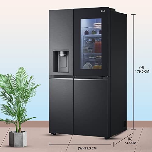 Image of LG 674 L Frost-Free Inverter Linear Compressor Wi-Fi Side-By-Side Refrigerator (GC-X257CQES, Matt Black, Door Cooling+, Hygiene Fresh+, Water and Ice Dispenser with UV)