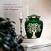 Trupoint Memorials Cremation Urns for Human Ashes, Tree of Life Decorative Burial Urn for Adult Men and Women, Large Dark Green