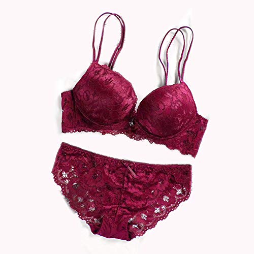 Beauty VisionWomen's Lace Padded Cups Underwired Solid Lingerie Set