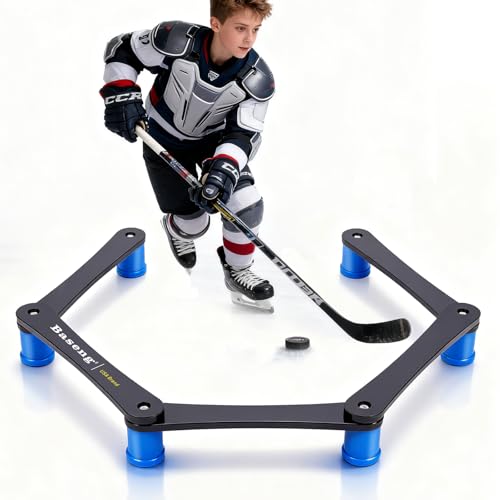 Baseng Hockey Stick Handling Trainer | Adjustable Hockey Training Equipment for Puck Control Hand-Eye Coordination & Reaction Time | Portable On/Off Ice Trainer for All Ages 5 Sections(Blue)