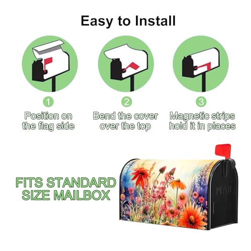 Image of Mailbox Covers Magnetic Standard Size, Printed Floral Magnetic Cover for Postbox, 18 x 21 Inch Waterproof Post Wraps Outdoor Garden Yard Home Decor (Flower)