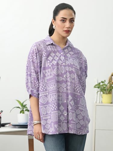 Image of Gerua By Libas Printed Cotton Blend Casual Shirt Suit