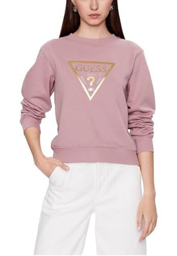 GUESS Sweatshirt Damen Sweatshirt Triangle Logo Gold Rosa E24GU12...