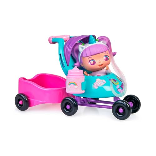 The Bellies From Bellyville Mini Rosie´s Car, Coche para los muñecos Mini Bellies, Pegatinas, biberón y una Mini Rosie Rainbow, Tiene Hueco para 3 muñecas, Famosa (700017071), Multicolor, Talla única