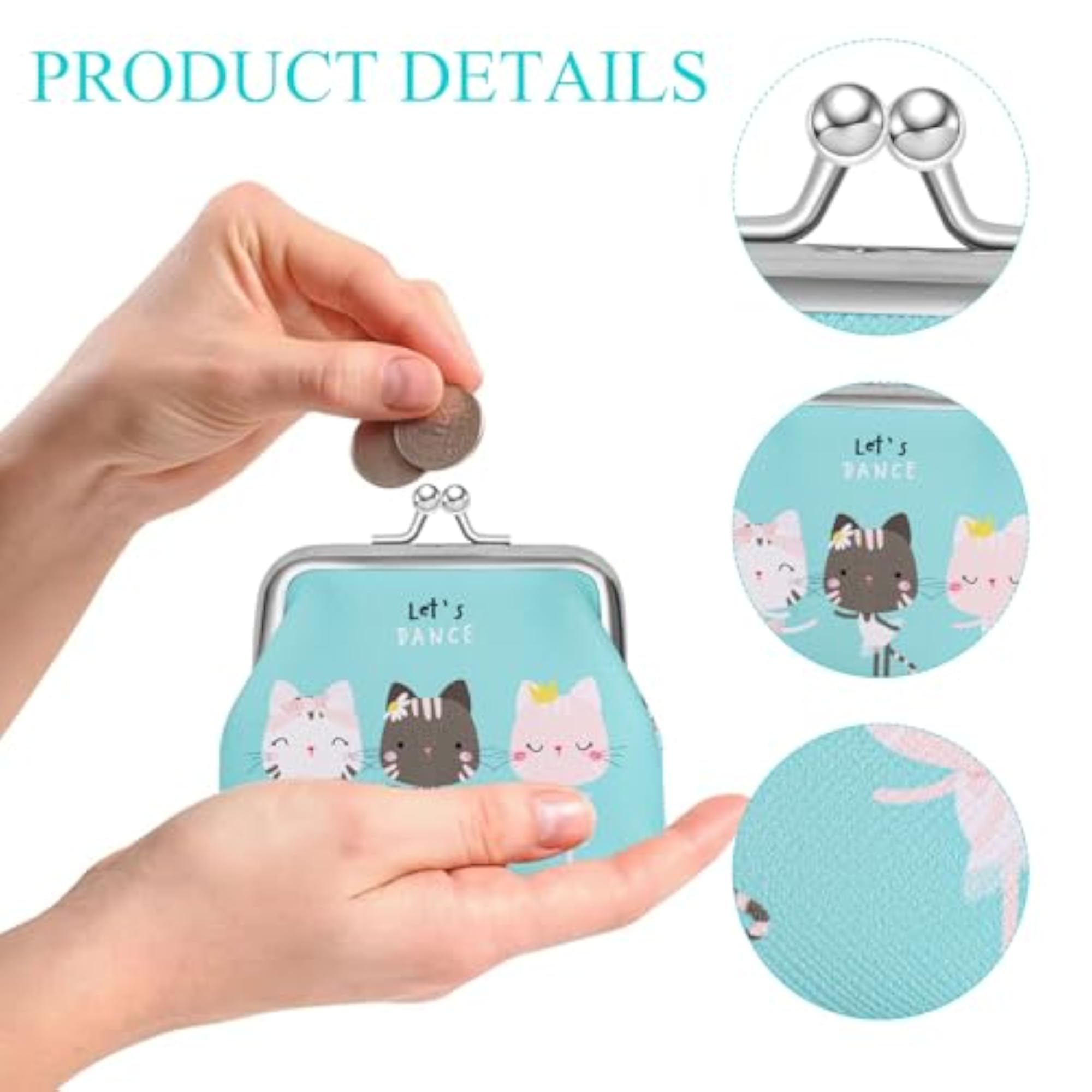 Cute Kiss-Lock Change Purse, Mini Coin Pouch for Women