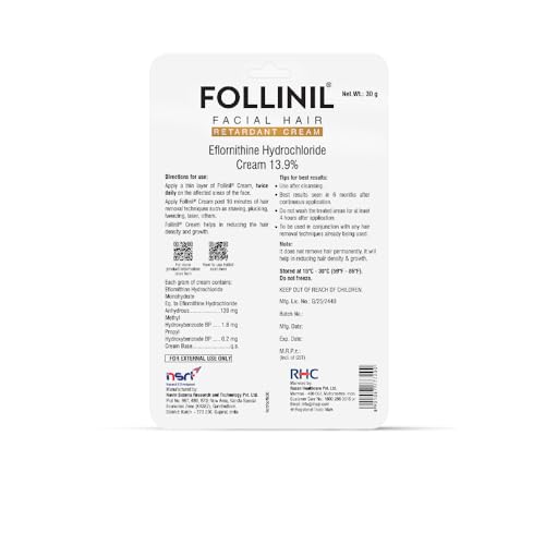 Image of Rusan Follinil Hair Retardant Cream 30g - Delays Hair Growth | Eflornithine Hydrochloride Cream | Pain-Free Non-Greasy & Easy to Use