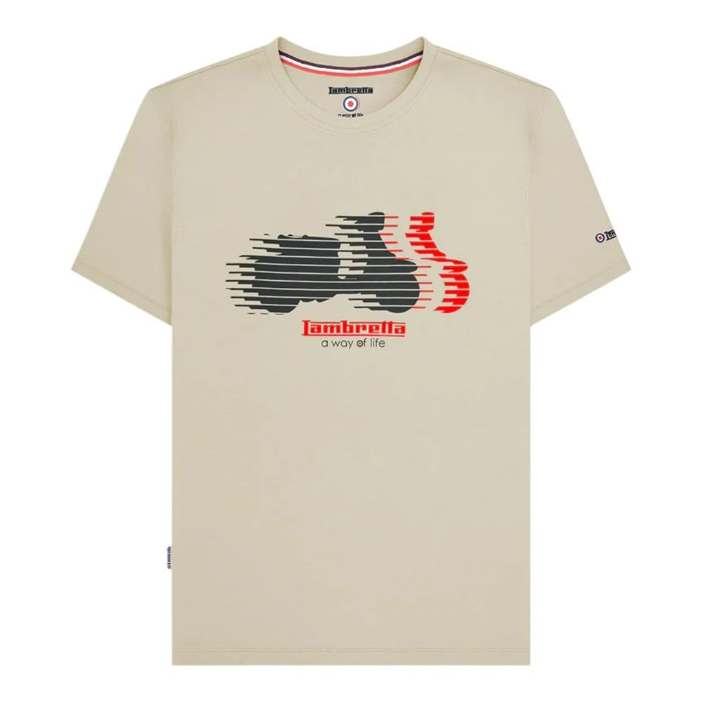 Lambretta Mens Scooter Blur Short Sleeve T-Shirt - Tofu - 4XL