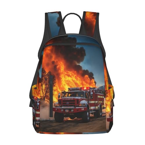 Sac à dos flammes pompiers noir léger pour voyage et shopping