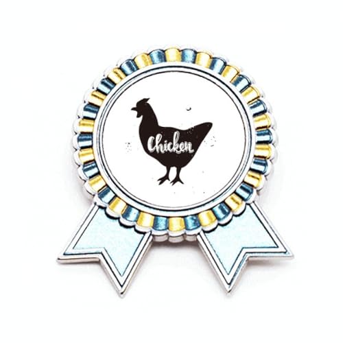 Broche poule noir et blanc en métal taille M bijou fantaisie animalier pour veste