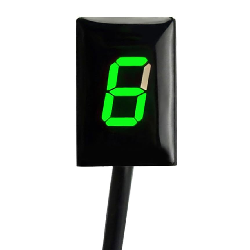 Motorcycle Gear Indicator for Kawasaki Vulcan 900 / VN900 (2006-2010), 6 Speed Digital Gear Indicator, Shift Lever Sensor, Motorcycle Speedometer Accessories, Plug & Play,C-Green