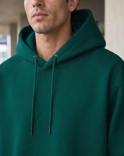 Image of NOBERO Oversized Solid Hooded Sweatshirt for Men | Oversized Hoodie for Men | Hooded Pullover | Cotton Rich Printed Hoodie 280 GSM Fleece