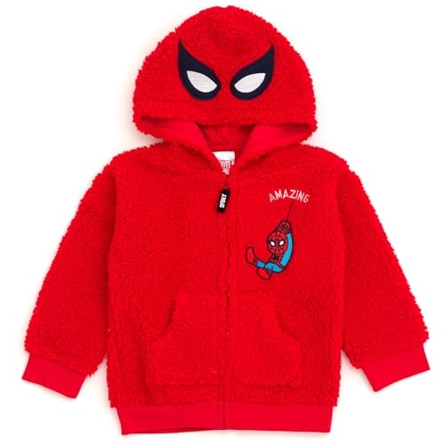 Marvel Avengers Spider-Man Cozy Sherpa Cosplay Hoodie Newborn to Big Kid Sizes (0-3 Months - 10-12)