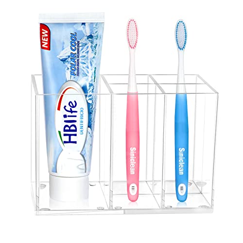 Hblife Small Toothbrush Holder For Bathroom, 5 Slots Clear Acrylic Bathroom Accessories Organizer For Small Spaces #TOP1