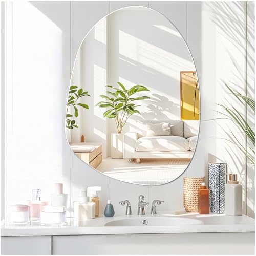 JMITHA Spiegel Asymmetrisch Asymmetrischer Spiegel ohne Rahmen 60x45cm HD Glas Dekorative Wandspiegel Unregelmäßiger für Wohnzimmer Schlafzimmer Badezimmer